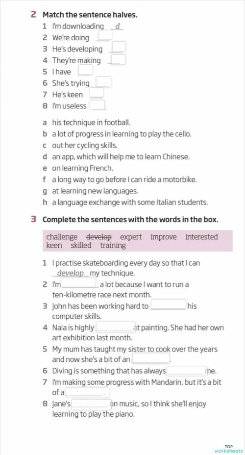 Getting better (vocabulary). Interactive worksheet | TopWorksheets