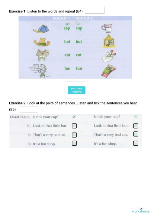 Day 7 - /ʌ/ & /ɑː/ sounds. Interactive worksheet | TopWorksheets
