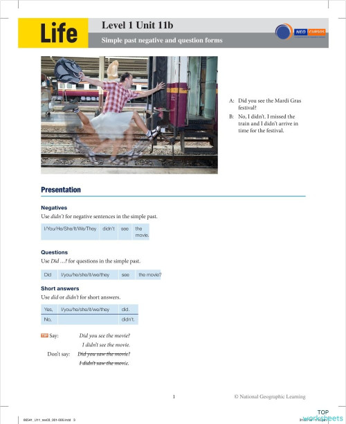 Neo Cursos Life 1 Unit 11b. Interactive worksheet | TopWorksheets
