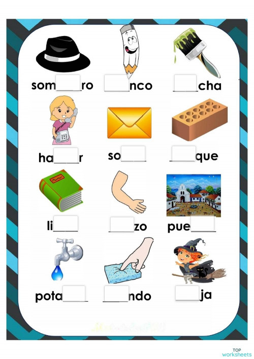 COMPLETAR PALABRAS CON SILABAS TRABADAS: BLA, BLE, BLI, BLO, BLU, BRA, BRE,  BRI, BRO, BRU.. Ficha interactiva | TopWorksheets