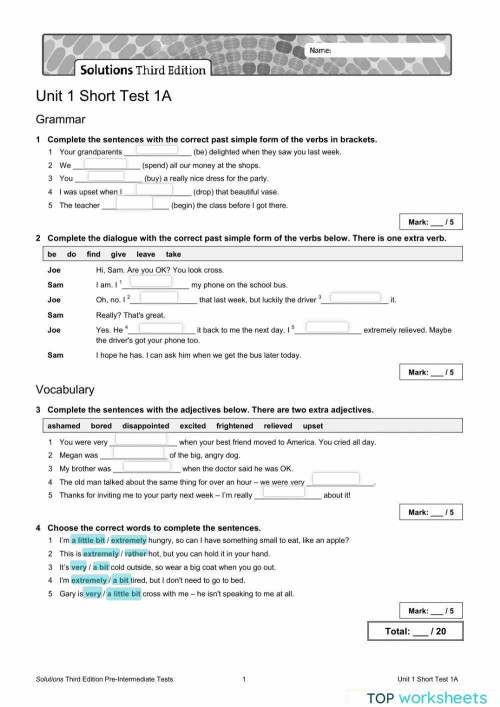 Past Simple Interactive Worksheet Topworksheets