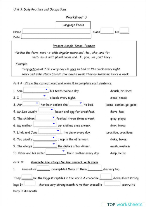 Daily Routines ws 3. Interactive worksheet | TopWorksheets
