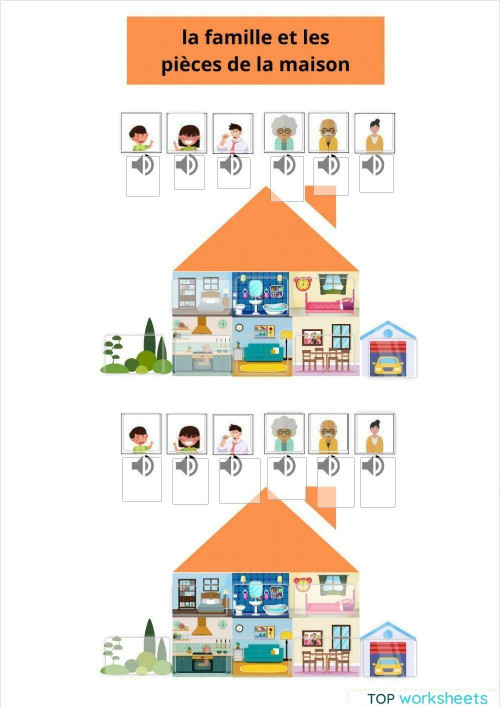 La famille et la maison. Fiche interactive | TopWorksheets