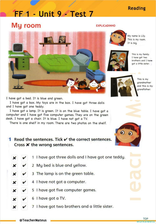 FF 1 - Unit 09 - Test 7 - Reading. Interactive worksheet | TopWorksheets