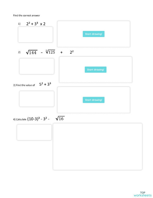 Numbers ( square and cube). Interactive worksheet | TopWorksheets