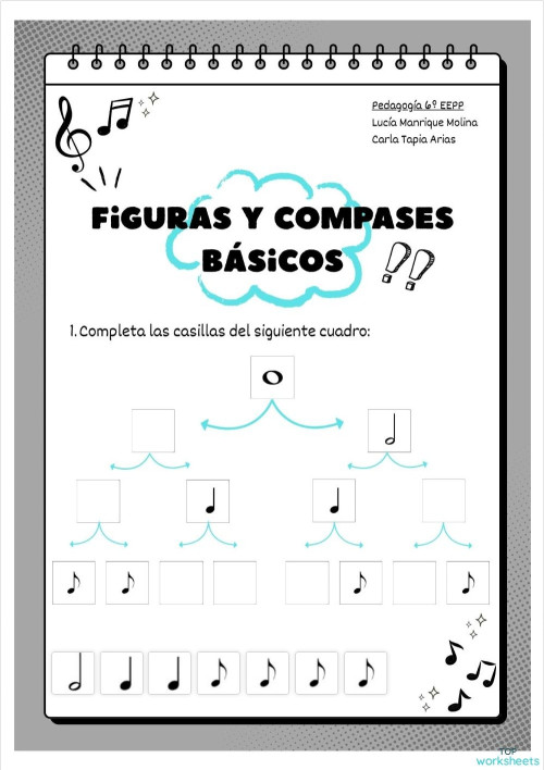 Figuras y compases básicos. Ficha interactiva | TopWorksheets