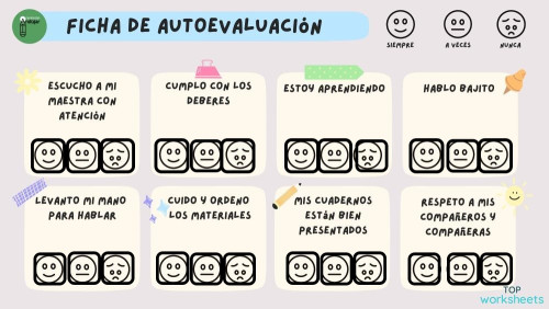 AUTOEVALUACIÓN. Ficha interactiva | TopWorksheets