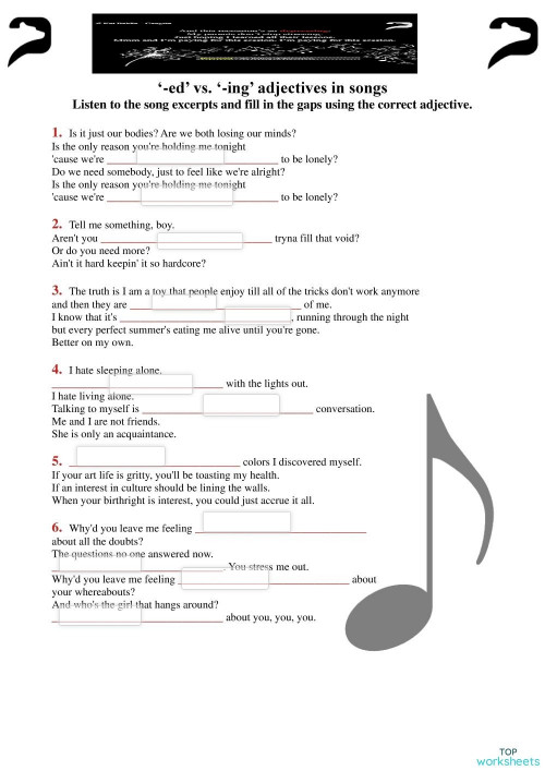 Ed and Ing adjectives. Interactive worksheet | TopWorksheets