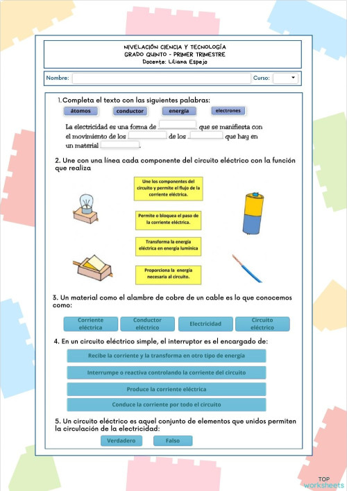 Nivelación Ciencia y Tecnología 5° P1. Ficha interactiva | TopWorksheets