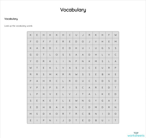 Vocabulary. Interactive worksheet | TopWorksheets