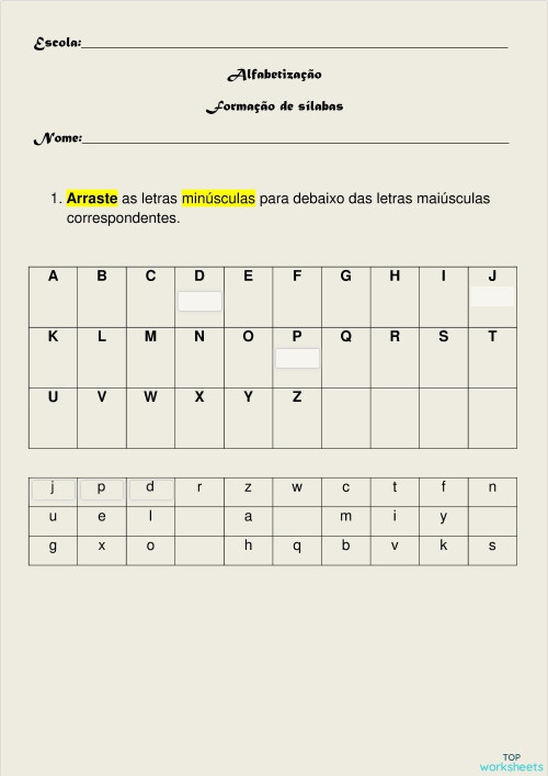 LETRA K- ALFABETO. Ficha interativa | TopWorksheets