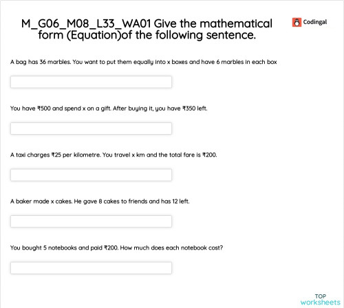 M_G06_M08_L33_WA01 Give the mathematical form (Equation)of the ...
