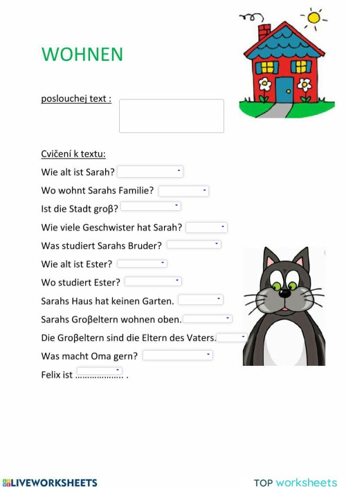 Wohnen. Interaktives Arbeitsblatt | TopWorksheets
