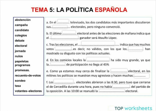 La política. Ficha interactiva | TopWorksheets
