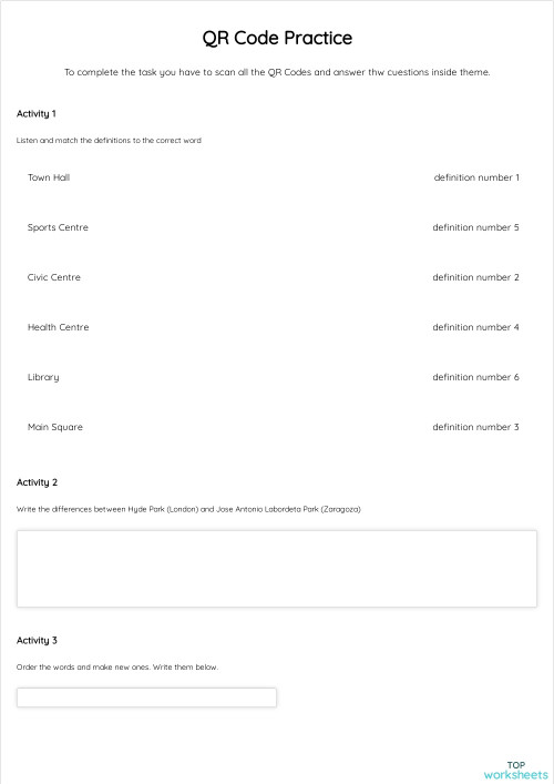 QR Code Practice. Interactive worksheet | TopWorksheets