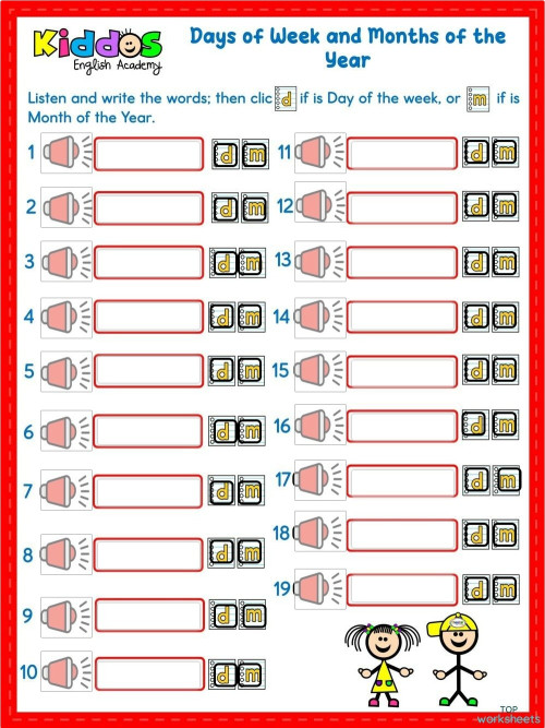 Days of the Week and Months of the Year. Interactive worksheet ...