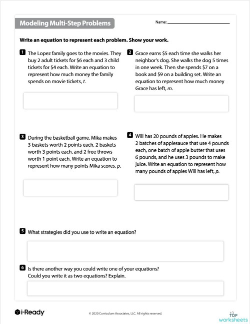 Word Problem 0411. Interactive worksheet | TopWorksheets