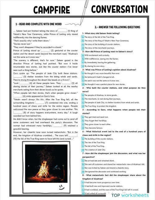 Reading Comprehension. Interactive worksheet | TopWorksheets