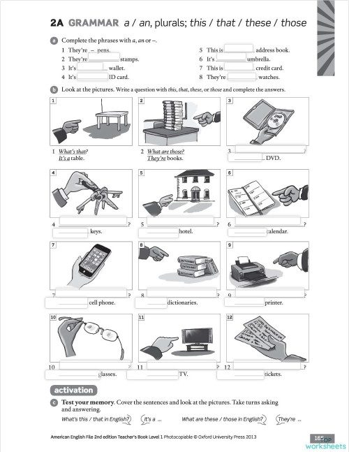 2A AEF1 - PLURAL AND SINGULAR OBJECTS. Interactive worksheet ...