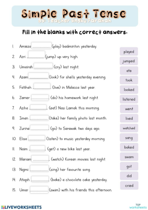 verbs interactive worksheets and online exercises topworksheets