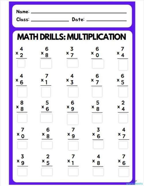 multiplication practie. Interactive worksheet | TopWorksheets