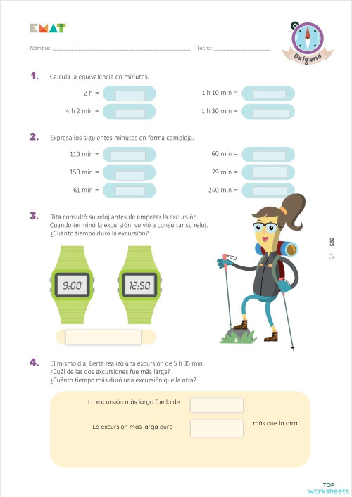 Medidas de tiempo: fichas interactivas y ejercicios online | TopWorksheets