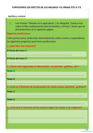 PRUEBA EFECTOS DE LAS HELADAS Y EL FRIAJE 5TO A Y B. Ficha interactiva ...