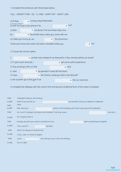 1st/2nd conditionals. Interactive worksheet | TopWorksheets
