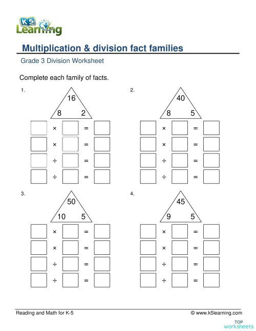 Multiplication division fact. Interactive worksheet TopWorksheets