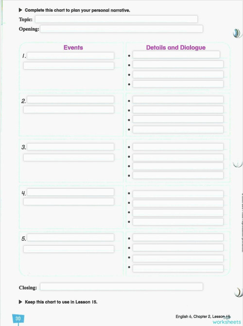 Personal Narrative: interactive worksheets and online exercises