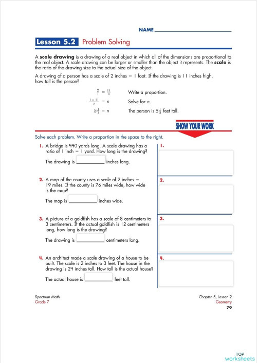 Lesson 5.1 Scale Drawings1. Interactive worksheet TopWorksheets