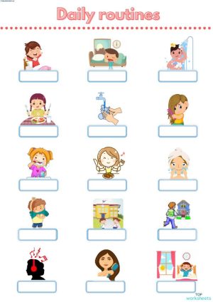 Daily routines Grade 4 ใบงานเชิงโต้ตอบ | TopWorksheets