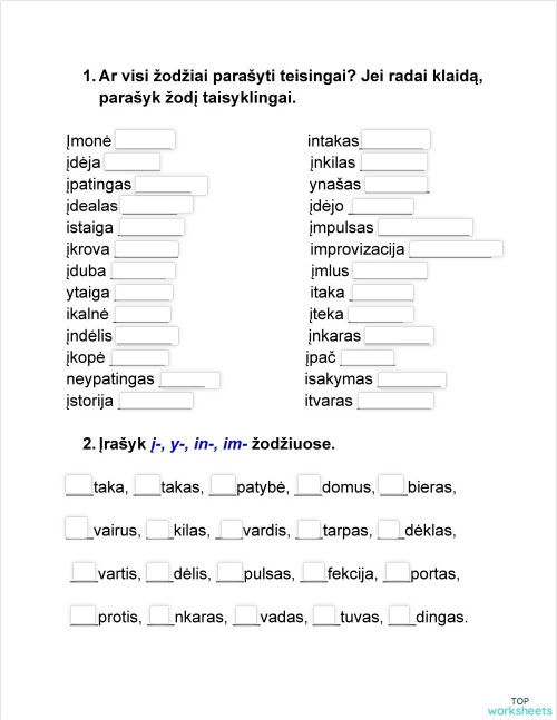 Rašymas: interactive worksheets and online exercises | TopWorksheets
