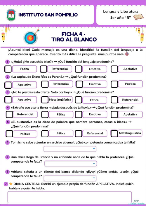 Comunicación: fichas interactivas y ejercicios online | TopWorksheets