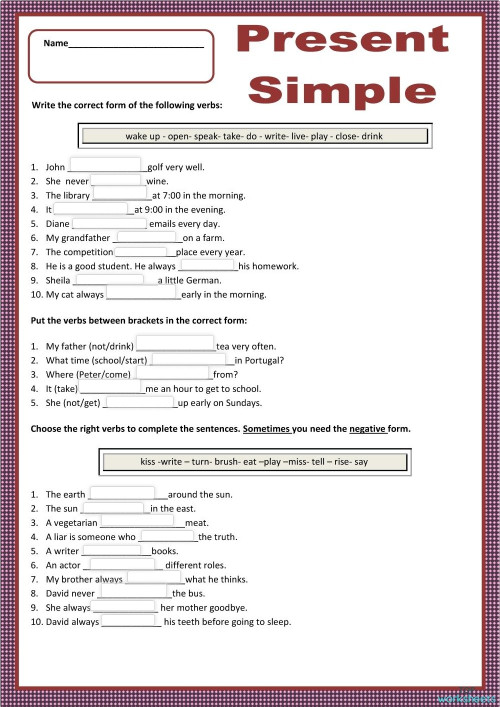 Present Simple 2. Interactive worksheet | TopWorksheets