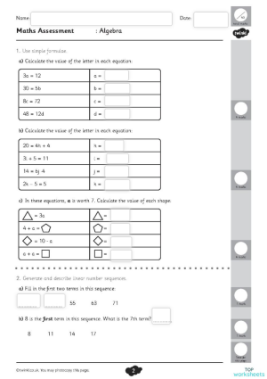 revision algebra. Interactive worksheet | TopWorksheets