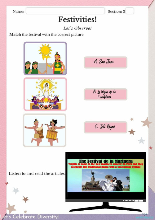 Exp 5 Activity Festivities Tercero Interactive Worksheet Topworksheets