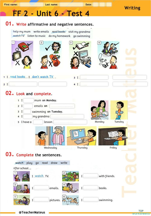 Writing: interactive worksheets and online exercises | TopWorksheets