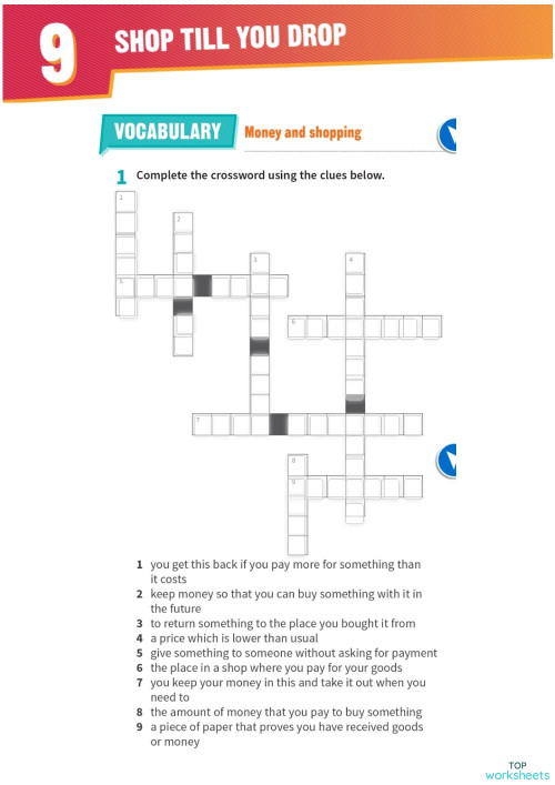 UNT 9 VOCABULARY PAG 36. Interactive worksheet | TopWorksheets