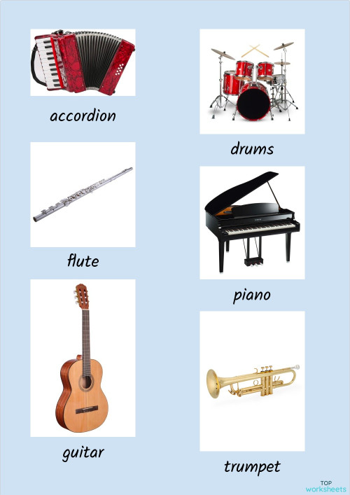English club musical instruments part 1. Interactive worksheet