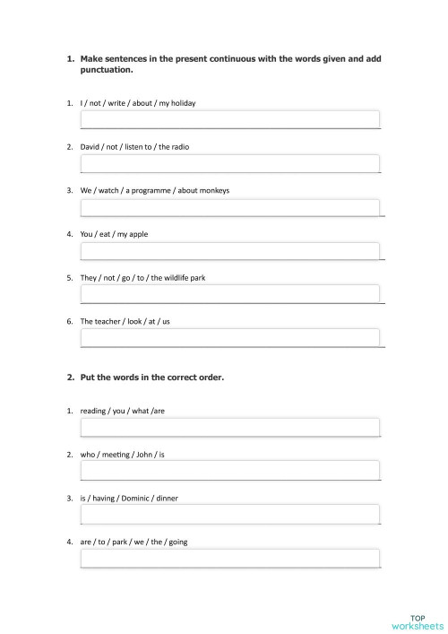 Presen Continuous VS Present Simple. Interactive worksheet | TopWorksheets