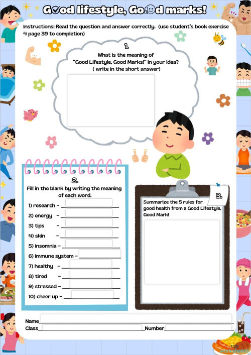 Good lifestyle, Good marks!. Interactive worksheet | TopWorksheets