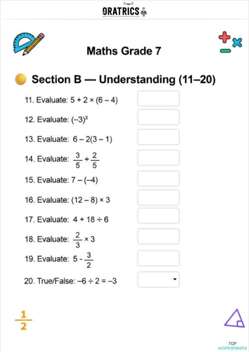 Grade 7 37 2. Interactive worksheet | TopWorksheets