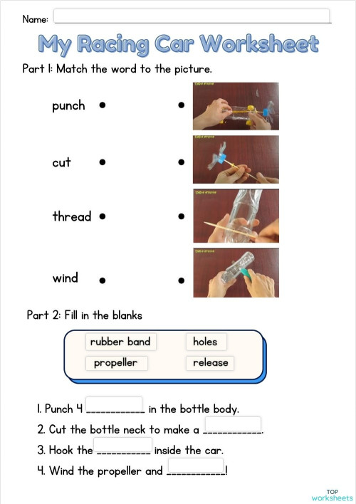 My Racing Car Worksheet ใบงานเชิงโต้ตอบ | TopWorksheets