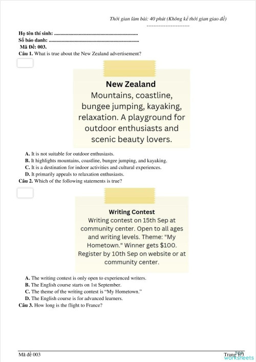 TEST 04 - SIGNS. Interactive worksheet | TopWorksheets