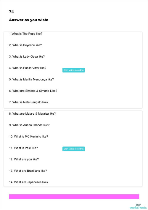 A1 Elementary - Page 74 (Extra). Interactive worksheet | TopWorksheets
