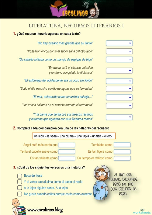 Ejemplos De Recursos Literarios Fichas De Trabajo Actualizado