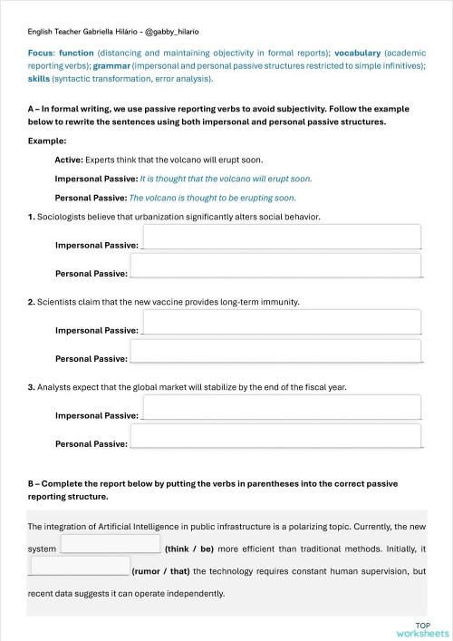 G-Speaking Adults B2 - Lesson 23 - Passive Reporting Verbs. Interactive ...