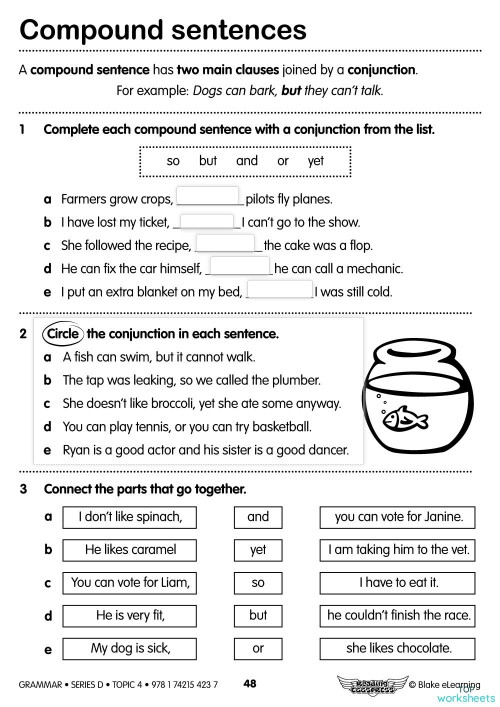 Compound Sentences Worksheet. Interactive worksheet | TopWorksheets