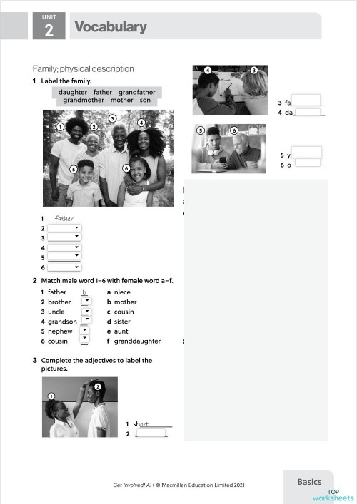cradol 1 GET INVOLVED A1+ UNIT 2 VOCABULARY. Interactive worksheet ...